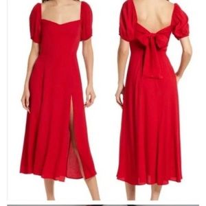 Reformation Mylah Tie Back Cherry Red Midi
Dress 8 #GG